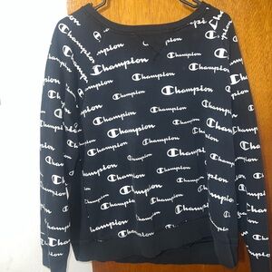Champion Black and White Logo Print Sweatshirt